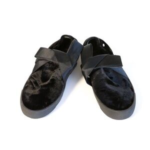 NWT Mercedes Castillo black velvet shoes slip on flat sole trendy designer goth